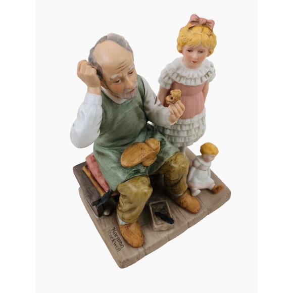 Vintage Normal Rockwell Collectors Club The Shoemaker Annual Figurine Man Girl - Picture 2 of 10